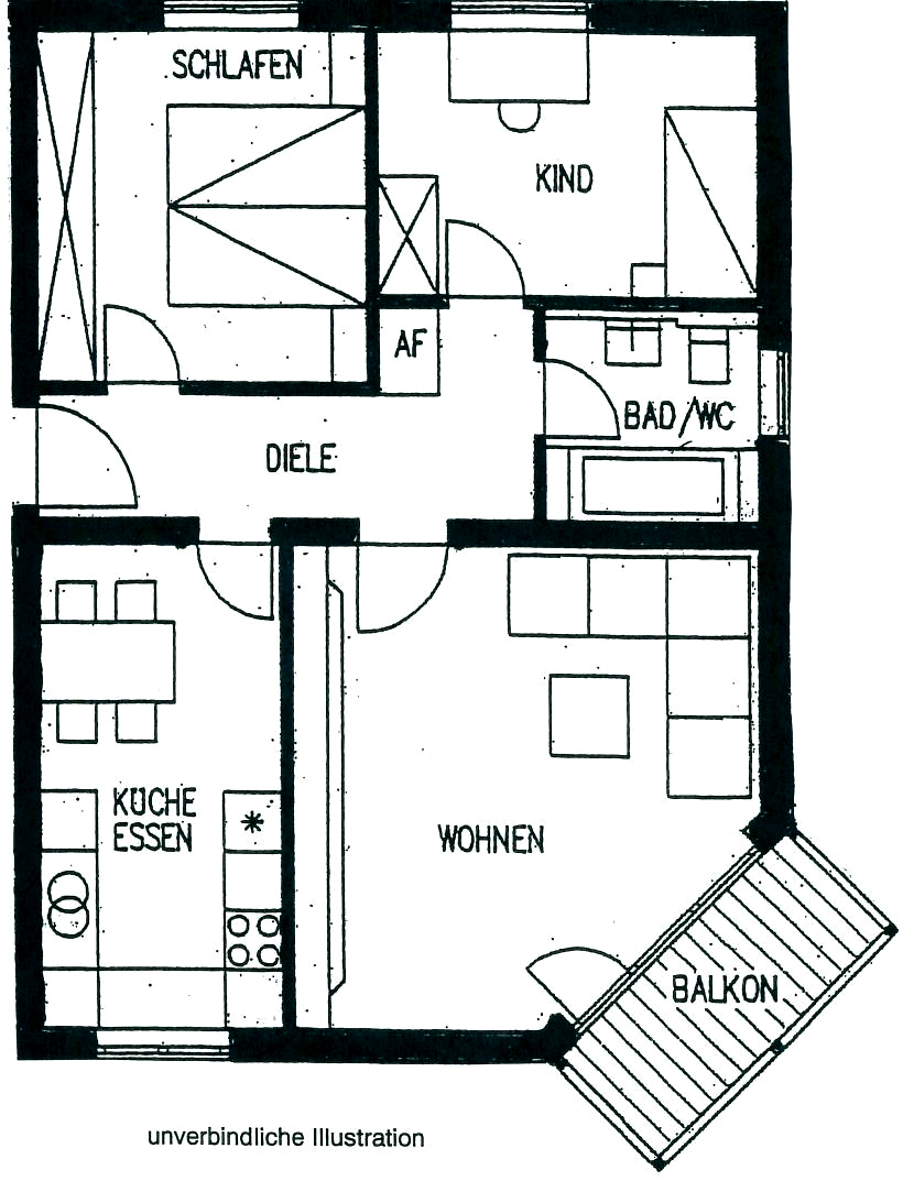 Grundriss der 3-Zimmer-Wohnung